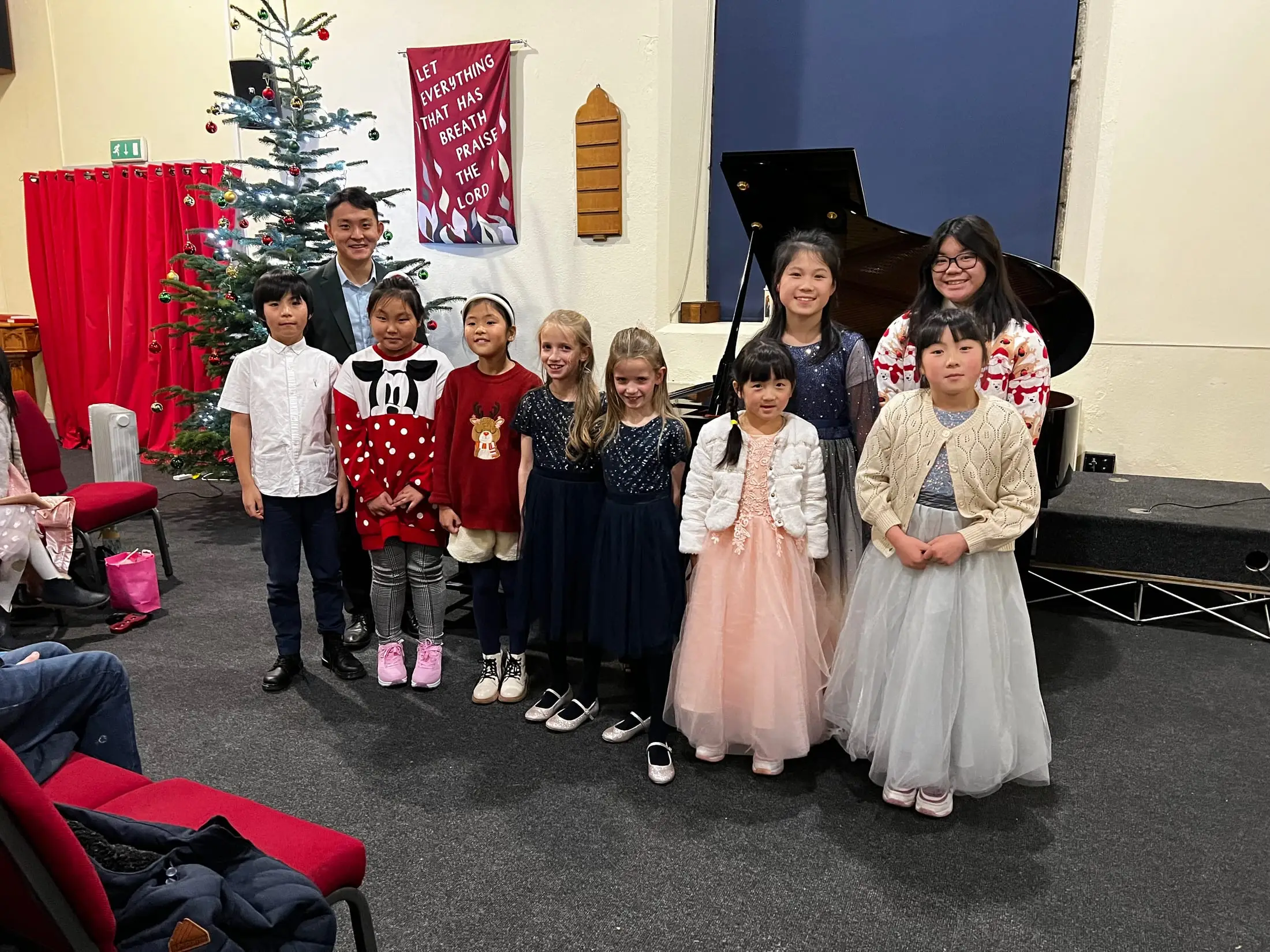 The studio gathered for the Christmas recital